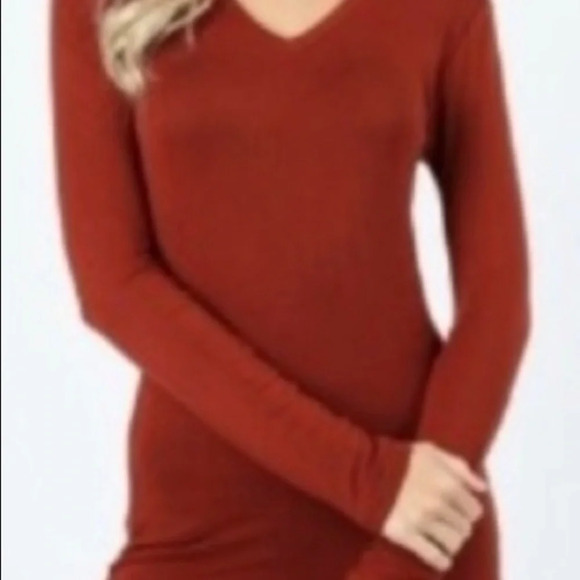 Rayon V Neck Long Sleeves Top Color Blush Medium - Picture 1 of 5